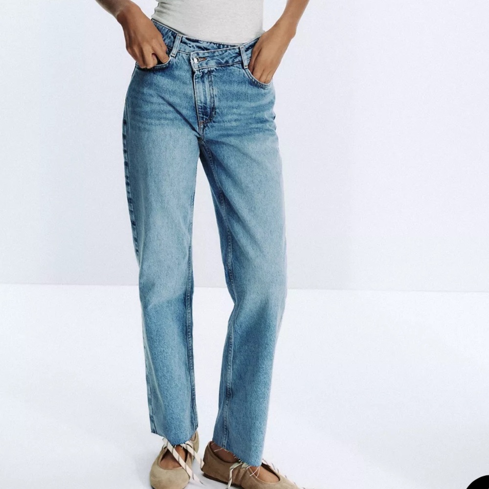Zara Women's High Rise Jeans - Mid Blue